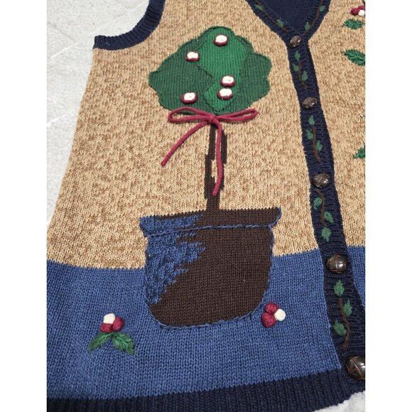 Capacity Women's Color-block Knit Vest Harvest Indie Embroidered V Neck Size XL - Picture 5 of 13